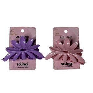 Scunci Flower Claw Clips 2 Pack Purple Pink Large Hair Claw Pastel Spring Gift